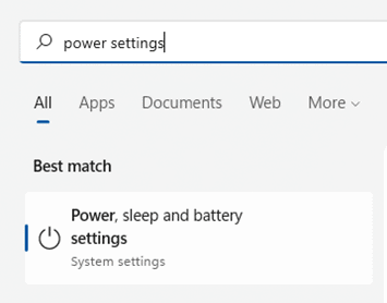 Power Settings Power Settings